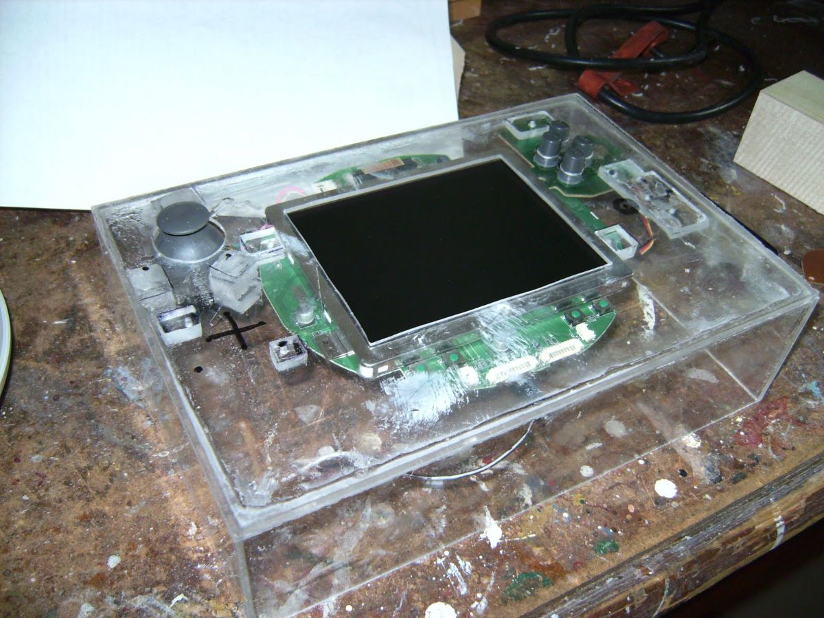 The case with the screen mounted in it
